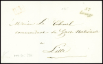 Cursive "57 Lannoy" + "PP" rouge encadré (1845), ind 20. TB