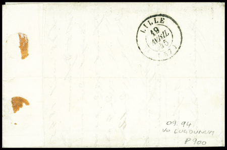 Cursive "57 Caudry" + T14 Caudry (1845), ind 21. TB