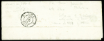 N°2, 15c vert, obl. Grille + CAD rouge de levée (1850) sur lettre sans texte dont l'adresse a été écrite par Hector Berlioz. TB
