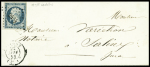 N°10, 25c bleu verdâtre obl. PC 2484 + T15 "Poligny (38)" (1853) sur lettre et n°10 obl. PC 2548 + T15 "Port Ste Marie 45" (1854) sur lettre. TB