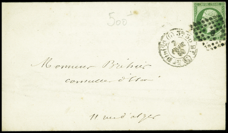 N°12obl. Losange de points "G" + CAD "3e diston" (7 fev 60) sur circulaire. TB