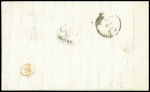 N°13 + 14, 2 pièces, obl. Rouleau de gros points + CAD "3e Paris 3 (60)" (1859) sur lettre pour Turin, jolie pièce, signé Jamet
