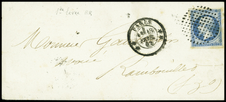 2 lettres AFF n°14 obl. Rond de pointillés + CAD "XX Paris XX" (18 et 23 fev 1862). TB