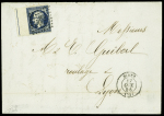 N°14, BDF à gauche avec filet d'encadrement obl PC 2272 + T15 Nimes (1856) sur lettre. TB