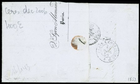 N°15, 40c orange obl. Roulette d'étoiles + CAD "12 Paris 12 (60)" (1856) sur lettre en double port pour Flers (Orne). TB
