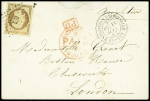 N°23 obl. Losange de points "EU" + CAD "Exposition univelle postes" (1867) sur lettre pour Londres. TB