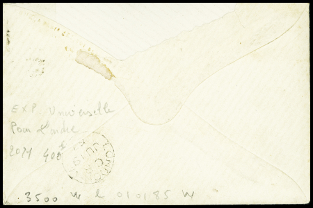 N°23 obl. Losange de points "EU" + CAD "Exposition univelle postes" (1867) sur lettre pour Londres. TB