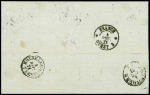 N°25, bande de 5 + 60 obl. GC 2121 + T16 "Lumbres (61)" (3 dec 71) sur lettre pour Bruxelles. TB