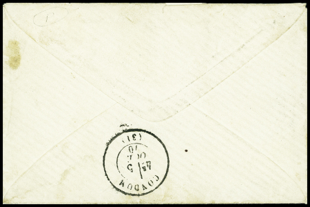 N°29Bb, variété "à la corne" obl. GC 3325 + T17 "Saumur (47)" (1870) sur lettre. TB