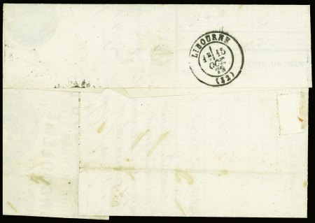 N°35, 2 pièces + n°59 obl. GC 105 + T17 Angoulême (oct 72) sur lettre. TB
