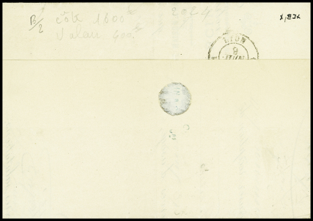 N°43, 10c nuance citron obl. T16 "Lyon (68)" (8 juin 70) sur lettre. TB