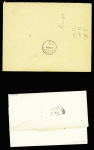 4 lettres AFF type Sage : n°91 obl. Lyon (1879) sur lettre pour Turin, n°69 obl. Mareuil-s-Ay (49) (1877) sur lettre pour Cologne, n°92 obl. Gare de Lyon Rhone