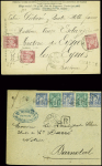 9 lettres AFF divers Sage dont une lettre chargée AFF n°104, 50c rose, 3 pièces (VD 4000F). TB
