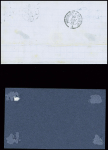 4 lettres : n°16 en paire obl. PC 441 + T15 "A Bordeaux A" (1861) sur lettre pour Vera-Cruz. N°14 obl. PC 616 + T15 "Carignan (7)" (1856)