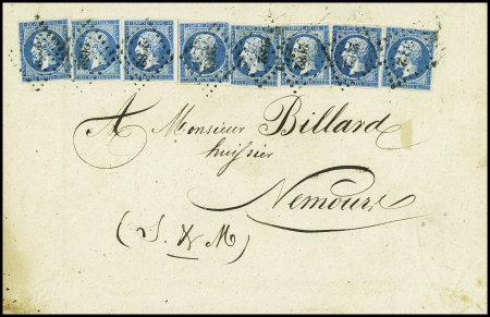 N°14, 8 pièces, obl. PC 2082 sur lettre du 4ème échelon de poids de Montereau pour Nemours. TB