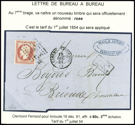 3 lettres : n°17 obl. PC 1896 + T15 "3 Marseille 3" (1855) sur lettre pour Paris, n°17 obl. PC 886 + T15 Clermont-Ferrand sur lettre pour Brioude et n°17 obl étoile muette + CAD "3e Paris (60)" (1862) sur lettre pour Orb