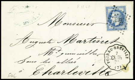 N°29 obl GC 898 + CAD convoyeur-station "Pourru-Brevilly CH TH (7)" (1868) sur lettre, sup