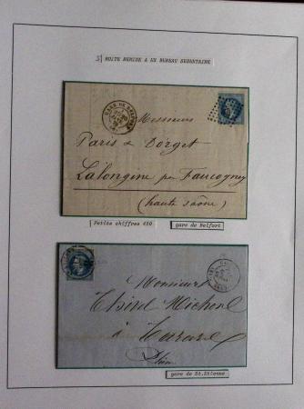 Album Safe noir consacré au n°29, 20c lauré : 83 lettres + timbres détachés : variétés, destinations, types d'oblitérations. Très belle qualité