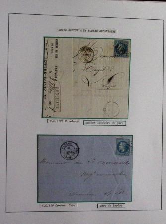 Album Safe noir consacré au n°29, 20c lauré : 83 lettres + timbres détachés : variétés, destinations, types d'oblitérations. Très belle qualité