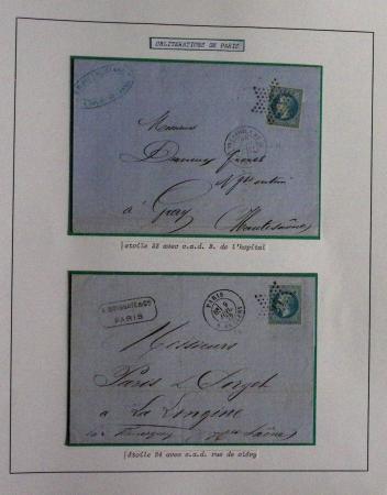 Album Safe noir consacré au n°29, 20c lauré : 83 lettres + timbres détachés : variétés, destinations, types d'oblitérations. Très belle qualité