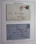 Album Safe bleu noir : planchage et variétés du 20c Empire lauré n°29 (+ timbres détachés) dont la Corne et les Abeilles + documentation