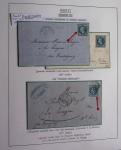 Album Safe bleu noir : planchage et variétés du 20c Empire lauré n°29 (+ timbres détachés) dont la Corne et les Abeilles + documentation