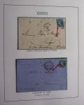 Album Safe bleu noir : planchage et variétés du 20c Empire lauré n°29 (+ timbres détachés) dont la Corne et les Abeilles + documentation