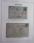Album Safe bleu noir : planchage et variétés du 20c Empire lauré n°29 (+ timbres détachés) dont la Corne et les Abeilles + documentation