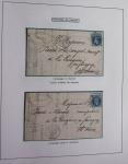 Album Safe bleu noir : planchage et variétés du 20c Empire lauré n°29 (+ timbres détachés) dont la Corne et les Abeilles + documentation