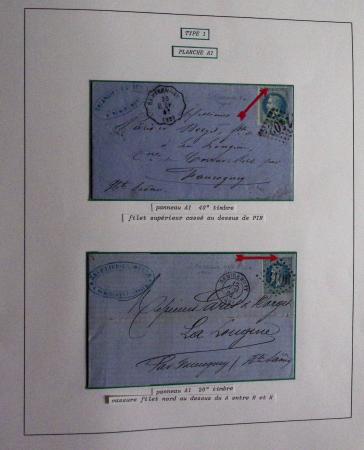 Album Safe bleu noir : planchage et variétés du 20c Empire lauré n°29 (+ timbres détachés) dont la Corne et les Abeilles + documentation
