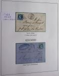 Album Safe bleu noir : planchage et variétés du 20c Empire lauré n°29 (+ timbres détachés) dont la Corne et les Abeilles + documentation