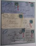 Album Safe bleu noir : planchage et variétés du 20c Empire lauré n°29 (+ timbres détachés) dont la Corne et les Abeilles + documentation