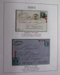 Album Safe bleu noir : planchage et variétés du 20c Empire lauré n°29 (+ timbres détachés) dont la Corne et les Abeilles + documentation