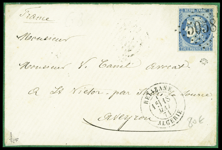 N°46 obl GC 5058 + T17 "Relizane Algérie" (18 mai 71) sur lettre signé Roumet, sup