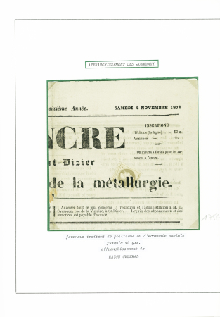 N°27 obl typo sur journal entier "L'Ancre de Saint-Dizier" (6 nov 1871), sup