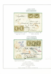2 lettres : n°30, 2 paires, obl GC 2687 + T16 Notre Dame de Liesse (1872) sur lettre chargée pour Londres et n°30, bande de 3 obl étoile muette sur lettre