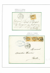 4 lettres : n°31 obl GC 838 + T17 "Chalais (15)" (1869) sur lettre chargée. N°31 obl GC 3106 + T17 "Remiremont (82)" (1869). N°31, bande de 3