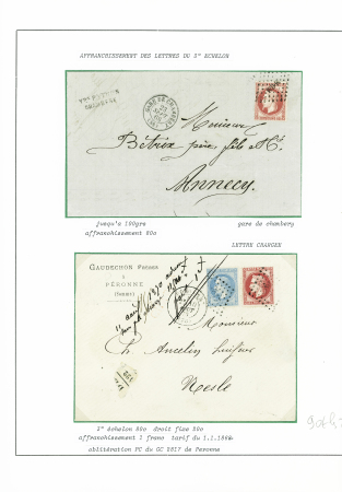 2 lettres : n°32 obl losange de points ambulant "MCM" + T15 "Gare de Chambéry (88)" (1868) sur lettre jusqu'à 100grs pour Chambéry et n°29 + 32 obl GC 2817