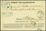 Feldpost - Correspondenzkarte avec CAD "Spandau" (3.12.70) + cachet bleu avec aigle "Kriegsgefangenen kommando Spandau" + "PP" encadré pour Saint Etienne