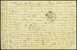 Feldpost - Correspondenzkarte avec CAD "Custrin" (23.2.71) + cachet bleu avec aigle "Koeniglich preussisch commandantur von Custrin" pour Eymet (Dordogne)