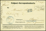 avec CAD rect "Graudenz Festung" (5.7.71) + "PP encadré bleu pour Agen (Lot et Garonne) avec arrivée T17 (8 juil 71). TB