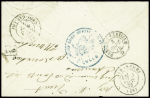 Lettre en franchise  d'un prisonnier français avec CAD "Coln. Bahnhof" (2.9.71) + CAD d'entrée bleu "3 prusse 3 Erquelines" (3 sept) + "PD" encadré bleu