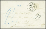 Lettre en franchise adressée à un prisonnier français en Saxe avec T17 Le Mans (2 nov 70) + "PP" encadré noir et taxe 2 1/2 au crayon bleu. TB