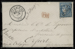 N°46 obl GC 2950 + T17 "Pont l'Evêque (13)" (24 janv 71) sur lettre pour un prisonnier à Erfurt avec petit "PD" encadré rouge par voie de Belgique. TB