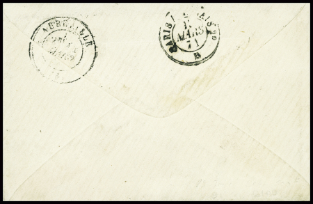 N°29 obl GC 1488 + CAD "Paris Montmartre" (13 mars 71) sur lettre pour Abbeville (arrivée 14 mars) avec griffe "taxe allemande" (50mm - d'Abbeville)