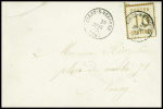 Alsace n°5 obl T16 "Cirey-s-Vezouze (52)" (29 nov 70) répété à côté sur lettre (localité temporairement annexée) pour Nancy. TB
