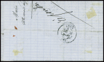 Alsace n°6 obl T17 Nancy (23.3.71) répété à côté avec taxe 2 tampon façon manuscrite (dernier jour des taxes françaises). TB