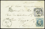 N°29 obl GC 2145 + Alsace n°6 obl CAD "Molsheim" (20.2.71) sur lettre pour Lyon (première période du double affranchissement). TB