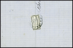 N°28 en paire obl GC 1656 + T17 Giromagny (3.6.71) + Alsace n°5 obl plume sur lettre pour Mulhouse avec taxe 20 au crayon bleu