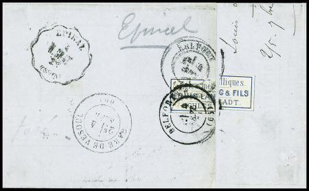 N°37 obl PC du GC 420 (Belfort) + Alsace n°6 obl CAD "Schlettstadt" (3.9.71) sur lettre de Sélestat avec affranchissement français insuffisant de 20c